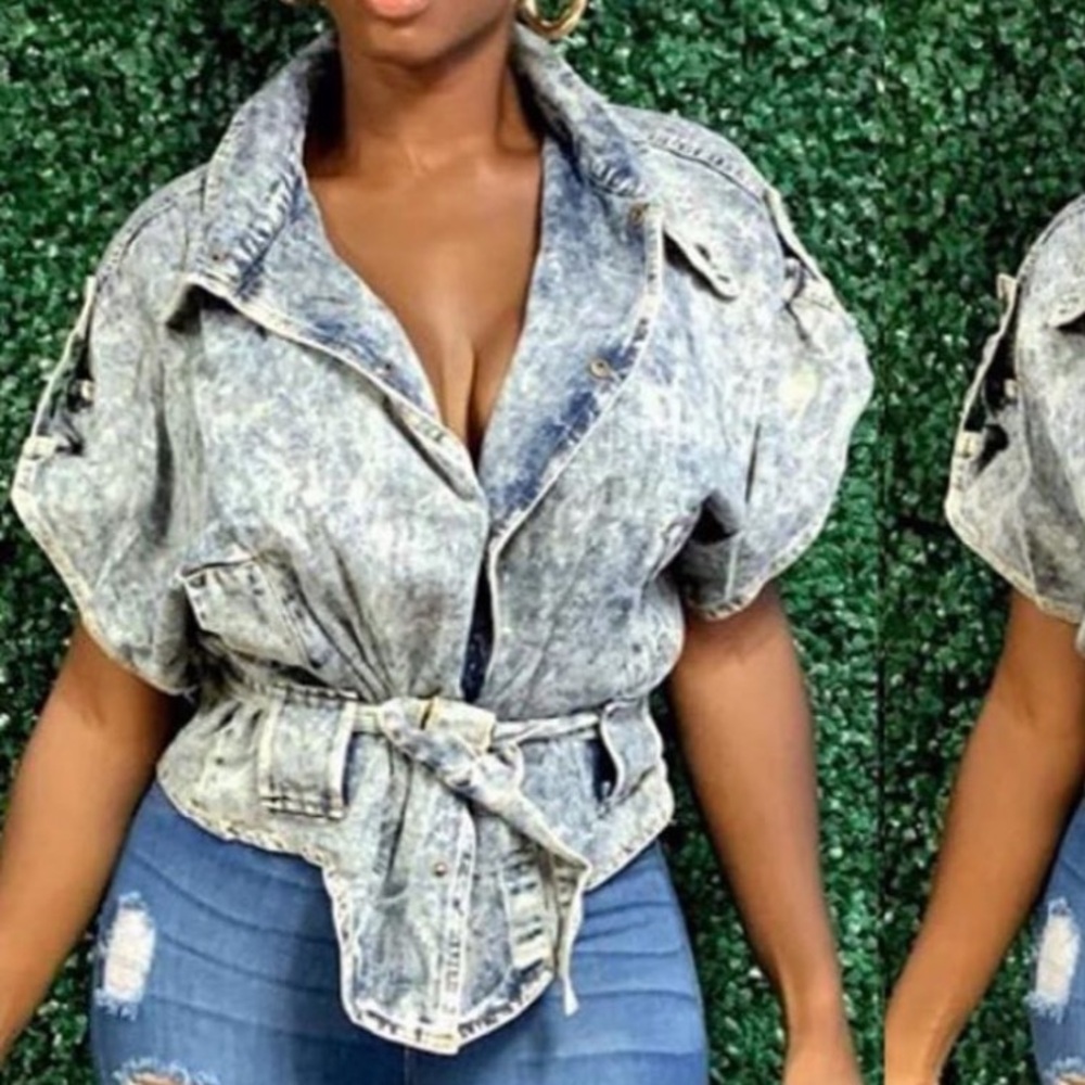 Denim button blazer jacket
